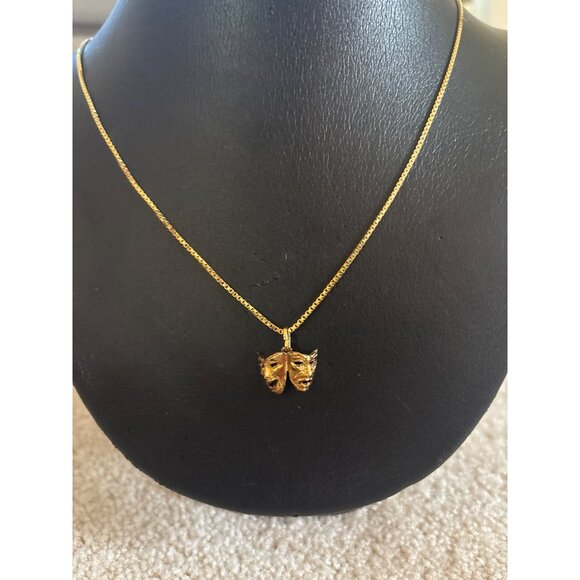 Vintage Comedy Tragedy Mask Theater Pendant Necklace 925 Sterling Silver Italy - Picture 8 of 12